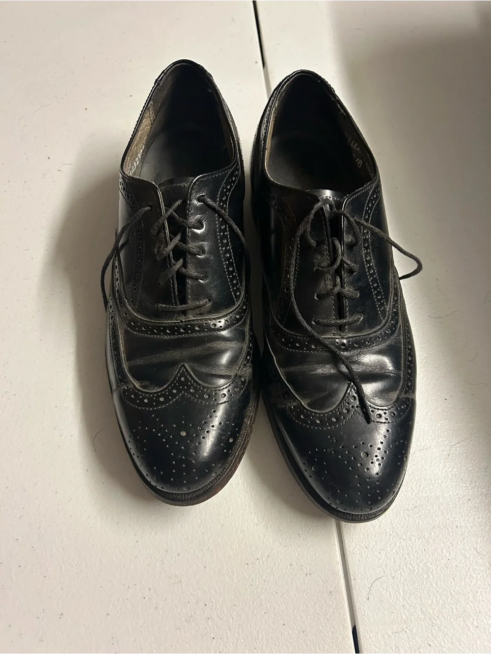 Stafford Black Leather Wingtip Derby Oxfords